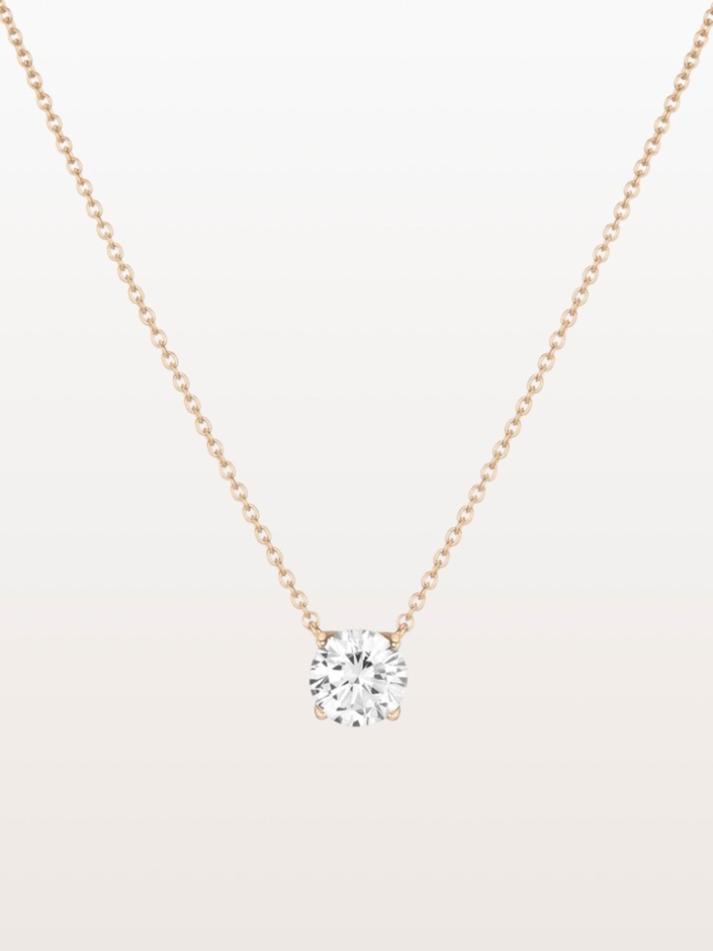 Aurate New York Round White Saphire Solitaire Necklace